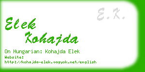 elek kohajda business card